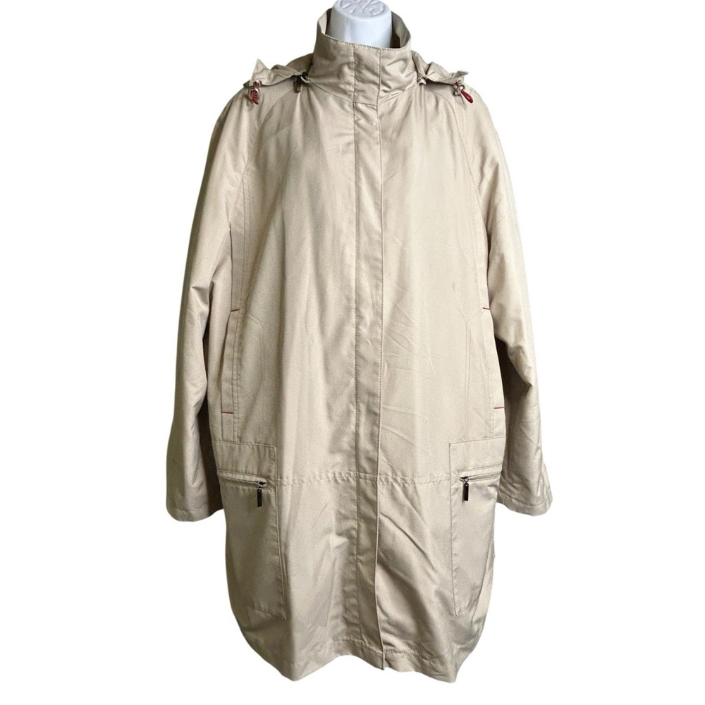 Regent Park Trench Rain Coat Zip Out Liner and Hood Womens Size 1X Beige